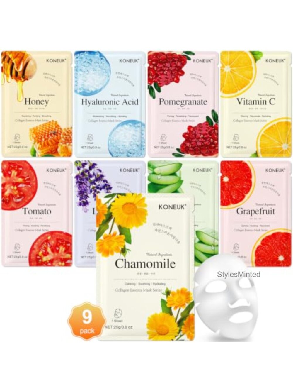 9 Pack Collagen Face Masks Hydrating Sheet Masks Skincare Set
